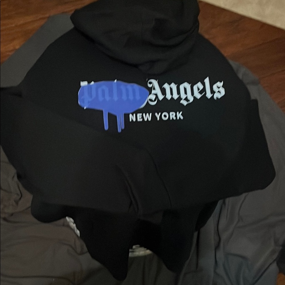 Black Hoodie with Blue Drip Logo New York